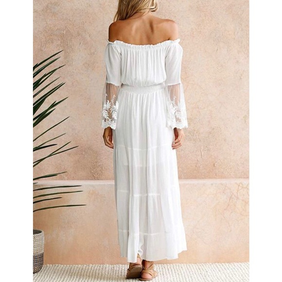 ✦NWT Boho Lace White Embroidered Maxi Dress✦ - Picture 5 of 8